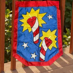 Fireworks July 4th Patriotic Flag Independence Day Red Blue Yard House Banner
